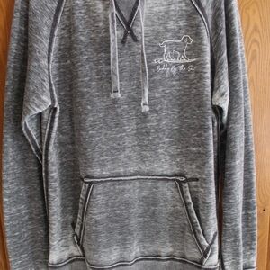J. America Heather Gray Hoodie with Dog BUDDY BY THE SEA Designs